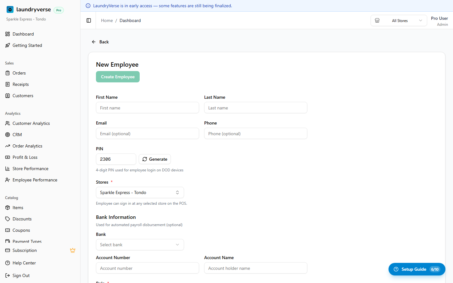 New Employee form