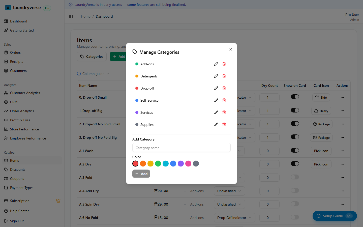Category manager dialog