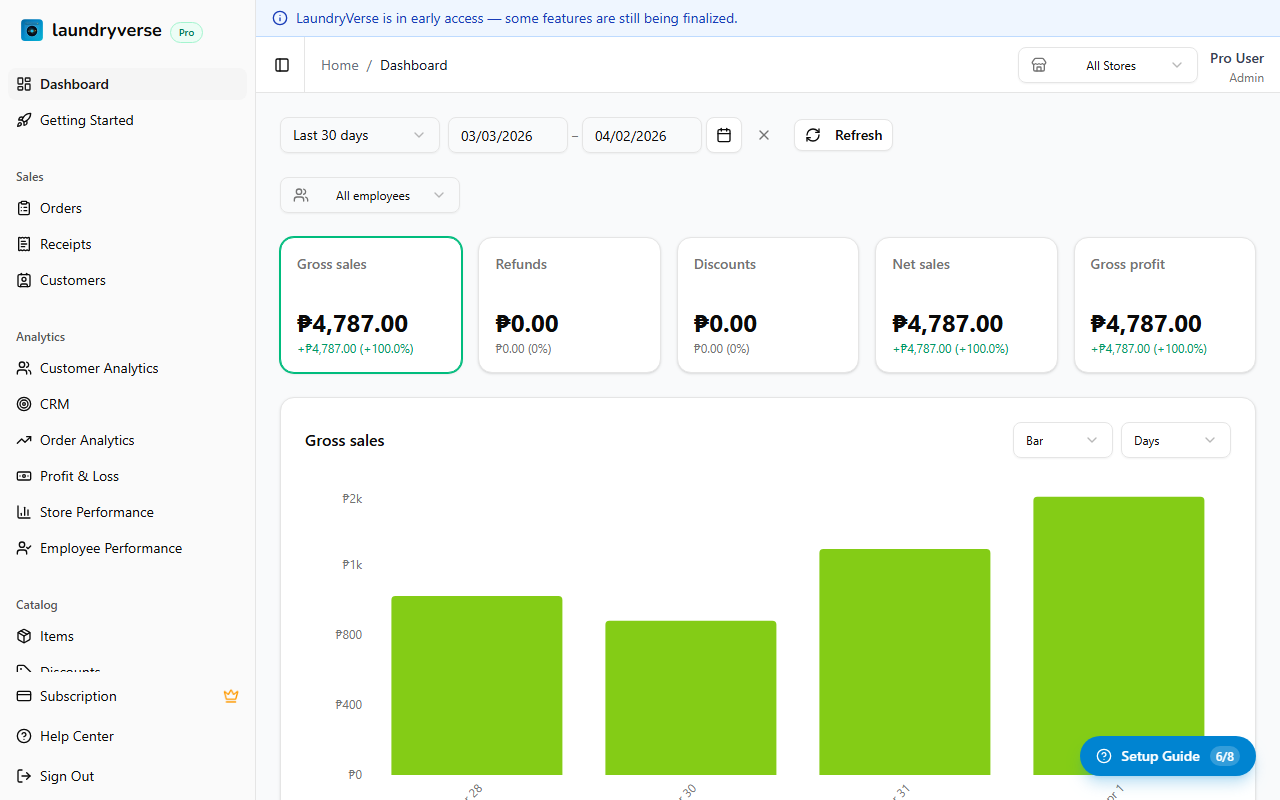 Dashboard home page