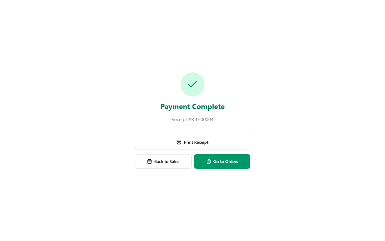 Payment complete screen