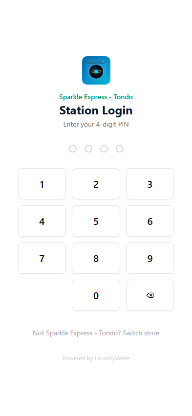 Station PIN entry screen