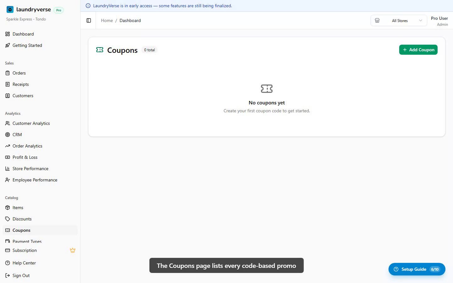 Coupons admin page walkthrough video