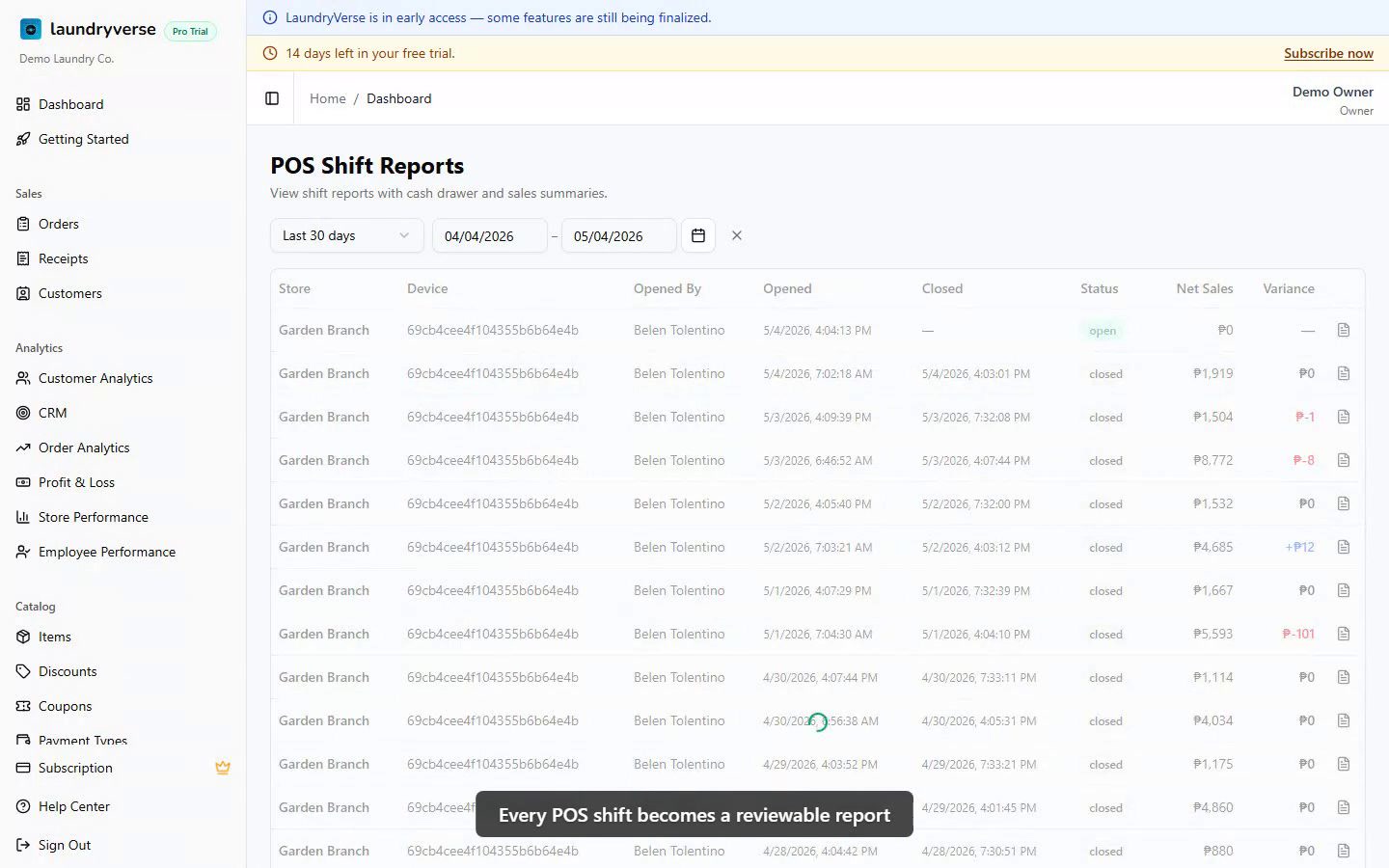 POS Shift Reports walkthrough video
