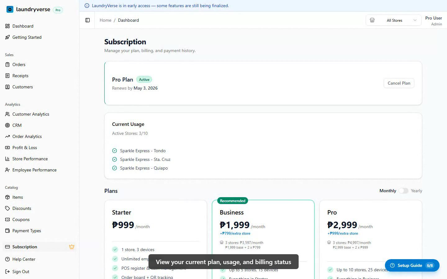 Subscription & Billing walkthrough video