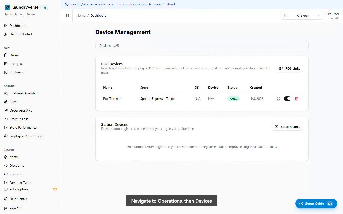 Setting up the POS walkthrough